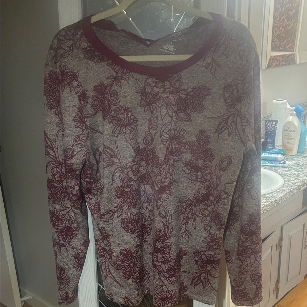 St. John's Bay Burgundy Floral Top